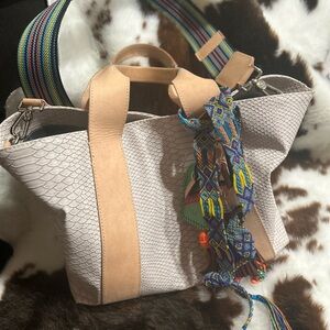 Consuela Textured Tote with Tan and Multicolor Accents